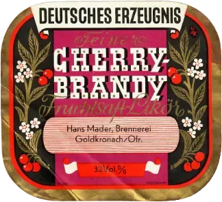 Historisches Etikett des Cherry Brandy der Brennerei Rabenstein