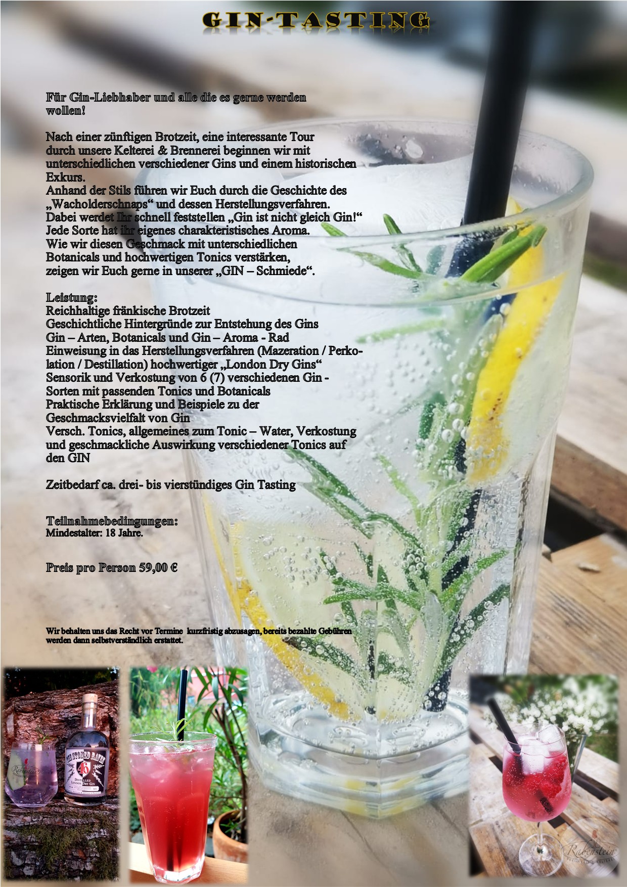 Gin - Tasting, Anmeldung erforderlich!